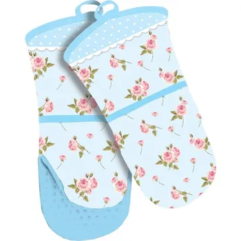 Chňapka Alvarak kuchyňská chňapka modrá se silikonovou dlaní Růže