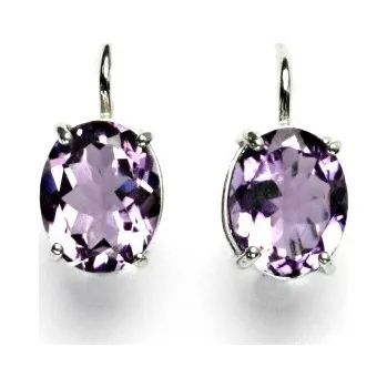 Náušnice Zlaté náušnice, zirkon ametyst, bílé i žluté zlato - NK 1242 (zirkon 10x8 mm)