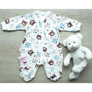 Kojenecký overall AMÁLKA Bavlněný propínací overal, medvídci s písmenky Velikost: 62