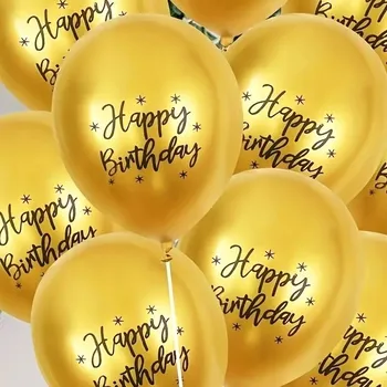 Balónek Id_5251 6x BALÓNKY BALÓNKY HAPPY BIRTHDAY ZLATÉ METALICKÉ NAROZENINOVÉ GOLD