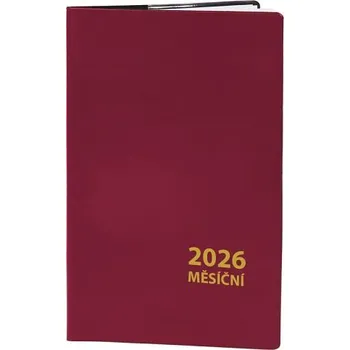 Diář ARIA-CARDS Diář měsíční malý bordó 2026 / 7,5cm x 11,5cm / DMM179