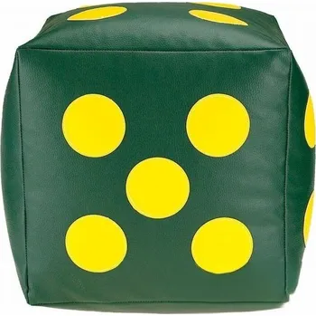 Taburet Dětský taburet KOSTKA 35 cm - tmavězelená + žlutá