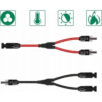 Y rozbočovač pro solární kabely, 1 pár Y konektorů pro solární panely