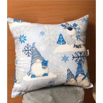 Dekorativní polštářek Aaryans Vánoční polštářek Skřítci - modrý 40x40 cm