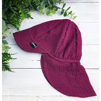 Čepice Kulišárny Mušelínová kšiltovka WINE Varianta: S ochranou krku, Obvod hlavy: 44-45