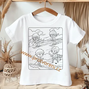 Chlapecké tričko Tričko jako omalovánka Tričko k vybarvení, dětské, ZIMNÍ SPORTY, 1 ks zvolte VELIKOST trička ZDE:: 9/10 let Beagle bílá