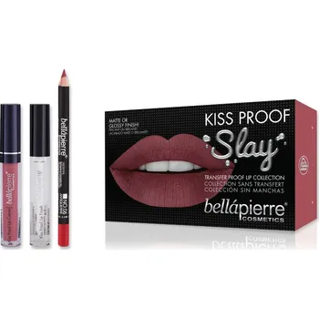 Kosmetická sada BELLÁPIERRE COSMETICS KISS PROOF SLAY STANSFER PROOF LIP COLLECTION SADA TEKUTÝCH RTĚNEK