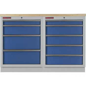 Sestava kvalitních PROFI BLUE dílenských skříněk s pracovní deskou - MTGS1300BAL09