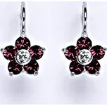 Zlaté náušnice, Swarovski fuchsie krystaly, bílé i žluté zlato - NK 1444