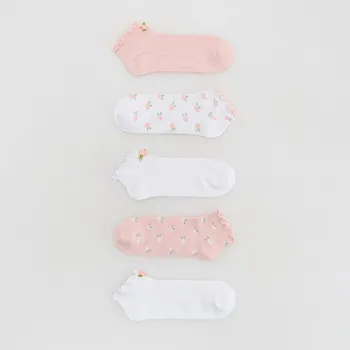 Dětská móda Reserved - Ponožky s volánky 5 ks - bílá - 126FQ-00X - 126FQ-00X-K28