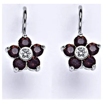 Náušnice Zlaté náušnice, Swarovski cyclamen opal krystaly, bílé i žluté zlato - NK 1444