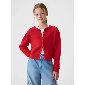 Dívčí oblečení GAP Dětský crop kardigan CashSoft - Holky GAP červená 3039617