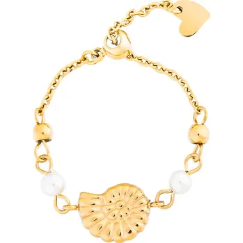 Prsten franco bene Nastavitelný pozlacený prsten s mušlí | 489