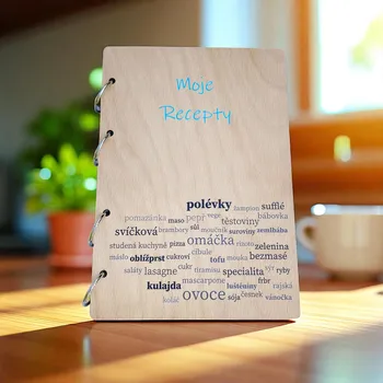 Zápisník art-wood.cz Dřevěný zápisník - kuchařka moje Recepty
