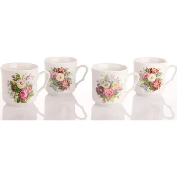 Český porcelán, a.s., Dubí Karel, sada hrnků, 0,27 l, Český porcelán Dubí, květiny, 4 ks