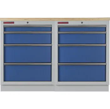 Sestava kvalitních PROFI BLUE dílenských skříněk s pracovní deskou - MTGS1300BAL10