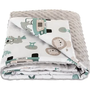 Dětská deka Bomimi Deka Minky 100 x 75 cm pojízdná zoo šedá