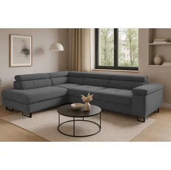 Sedací souprava Rohová rozkládací sedačka ANTONIO - grafitová - manšestr - LINCOLN 90