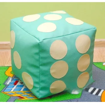 Taburet Dětský taburet KOSTKA 50 cm - mentolová + béžová