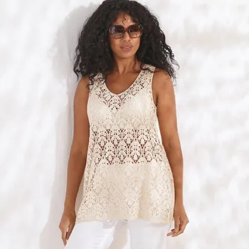 Dlouhý macramé top konopná 56