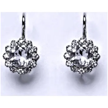 Náušnice Zlaté náušnice, čiré zirkony a přírodní křišťál, bílé i žluté zlato - NK 1495 (křišťál 5,5 mm)