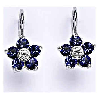 Náušnice Zlaté náušnice, Swarovski saphire krystaly, bílé i žluté zlato - NK 1444