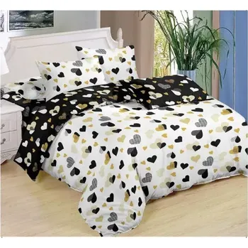Povlečení TOTÁLNÍ MASAKR CEN! OBOUSTRANNÉ BAVLNĚNÉ POVLEČENÍ na 2 postele – SRDÍČKA ČERNO - BÍLÉ + PROSTĚRADLO ZDARMA!