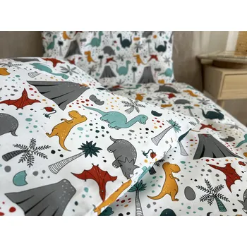 Povlečení Dětské povlečení bavlna dinosauři sopka - 100x135 + 40x60 cm
