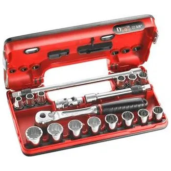 Gola sada Facom JL.DBOX501 3/8" Sada hlavic DBOX s ráčnou s otočnou rukojetí (18 dílů)