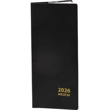 Diář ARIA-CARDS Diář měsíční černý 2026 / 8cm x 18cm / DM182