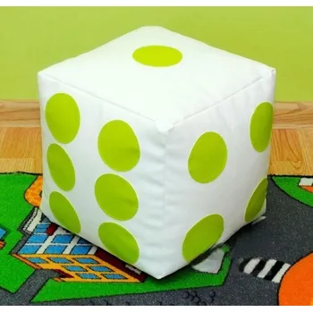 Taburet Dětský taburet KOSTKA 50 cm - bílá + zelená