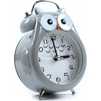 Hodiny ŠEDÁ SOVA HODINY S BUDÍKEM PRO DĚTI ALARM