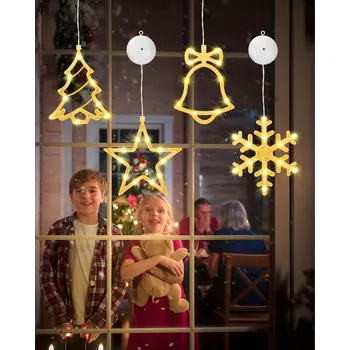 Vánoce FAOKZE LED vánoční osvětlení, 4 kusy, 10 LED na baterie teplá žlutá