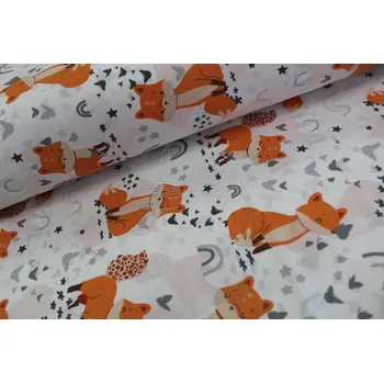 Lišky - oranžové - bavlněné plátno, šíře 240cm