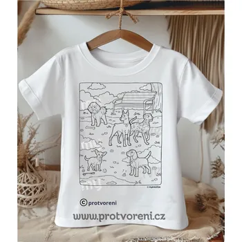 Chlapecké oblečení Tričko jako omalovánka Tričko k vybarvení, dětské, Pejsci v parku , 1 ks zvolte VELIKOST textilu ZDE:: 11/12 let Beagle