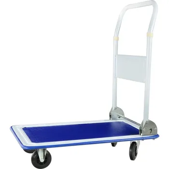 Plošinový vozík ONDRAGON Skladový plošinový vozík s ocelovou konstrukcí – nosnost 300 kg, sklopná rukojeť
