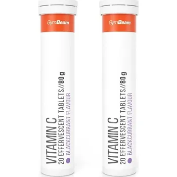Doplněk stravy GymBeam Vitamín C 1000 mg šumivý černý rybíz 2 × 20 tablet