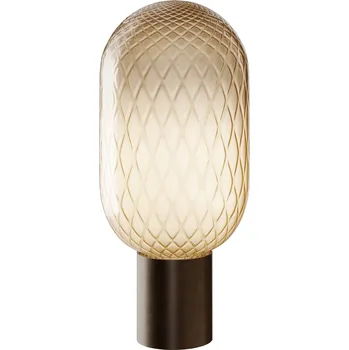 Lampička Il Fanale 279.03.MZ Bloom, stolní lampa z mosazi a kouřového bronzového skla, 1x15W LED E27, průměr 20,8cm
