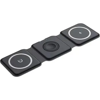 3v1 Magnetická skládací bezdrátová nabíječka, černá