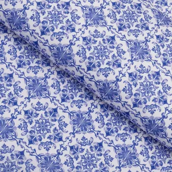 Teflonová látka na ubrusy TF-118 Modro-bílý vzor Maroko - šířka 155 cm