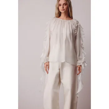 Dámská halenka Halenka Tova Merci krémová s volánky Velikost: 38