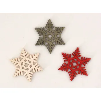 Vánoční dekorace Dřevěné dekorace - Vločka 4 cm - B - BÍLÁ