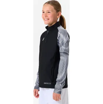 Dámská mikina KIPSTA Dětská mikina se zipem u krku Club Wavy 7 LET BÍLÁ|ČERNÁ