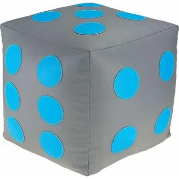 Taburet Dětský taburet KOSTKA 50 cm - šedá + světlemodrá