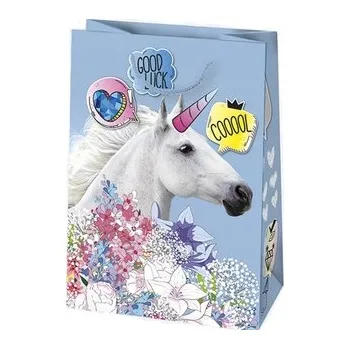 Dárková taška Dárková taška JEDNOROŽEC 23 x 32 x 11 cm, modrý koník, narozeniny