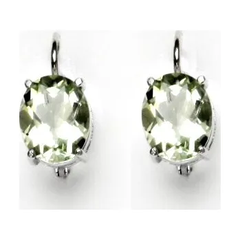 Náušnice Zlaté náušnice, přírodní green ametyst, bílé i žluté zlato - NK 1242 (ametyst 10x8 mm)