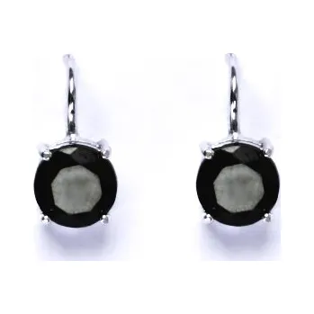 Náušnice Zlaté náušnice, přírodní černý spinel (pleonast), bílé i žluté zlato - NK 1252 (černý spinel 7 mm)