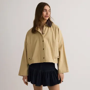 Dámský kabát Reserved - Džínová bunda oversized - béžová - YT209-08J - YT209-08J-XS