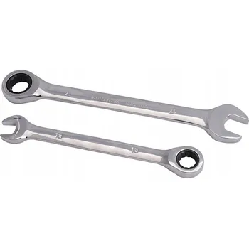 Klíč KLÍČ PLOCHÝ OČKOVÝ LEŠTĚNÝ CHROMOVANÝ OCELOVÝ 15MM S RÁČNOU KLÍČE