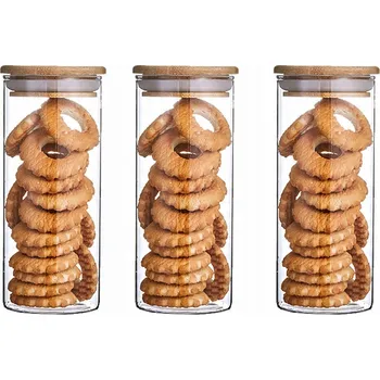 Dóza na potraviny 3 ks Skleněná dóza průhledná 450 ml